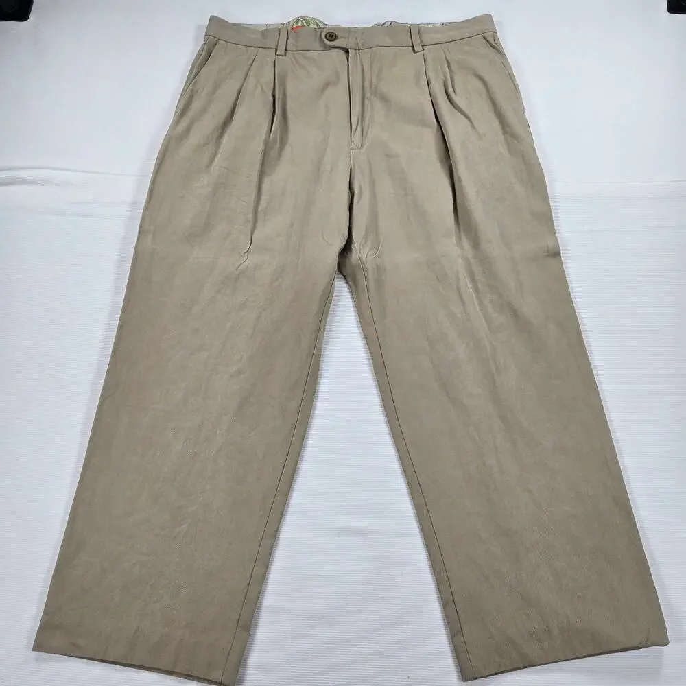 Tommy‎ Bahama Silk Blend Tan Lightweight Pleated Pants Men's Size 38